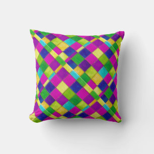 Neon Bright Pinks, Greens, Yellows Throw Pillow