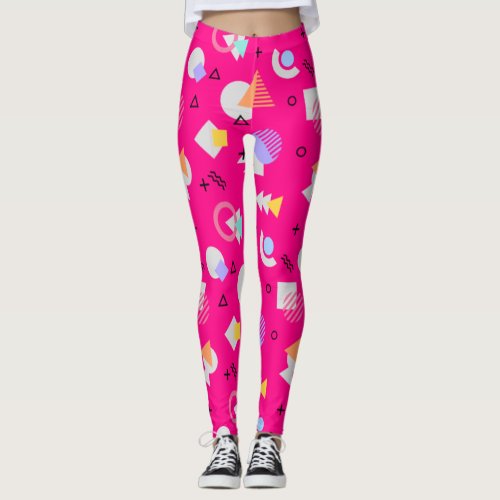 Neon Bright Pop Art Girly Cute Funky 80s Style Leggings