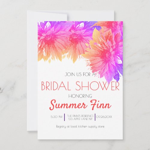 Neon Bright Summer Sunflower Bridal Shower Invite