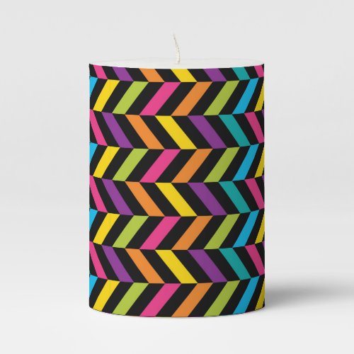 Neon Bright trendy fashion colorful design 1 Pillar Candle