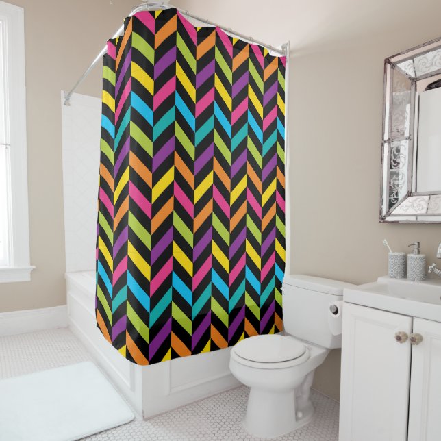 Neon Bright trendy fashion colorful design 1 Shower Curtain (In Situ)