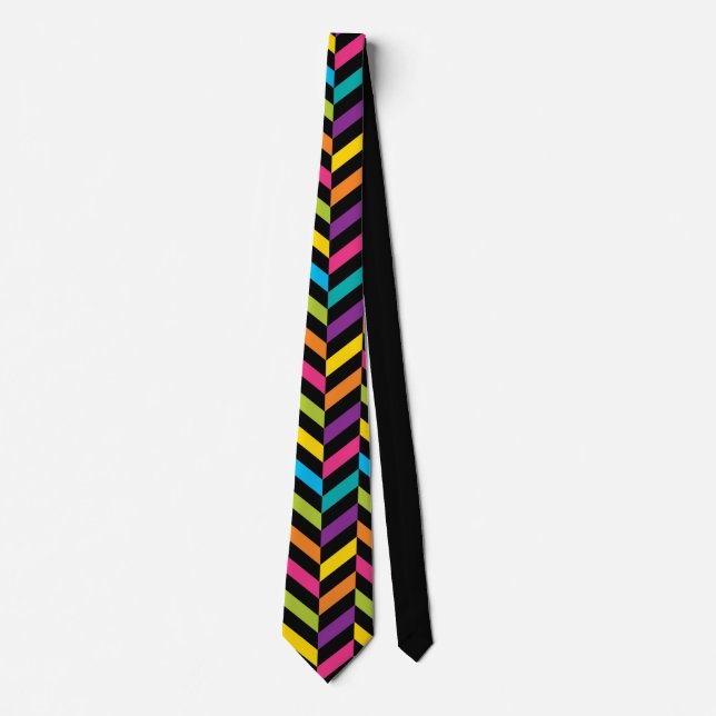 Neon Bright trendy fashion colorful design 1 Tie (Front)