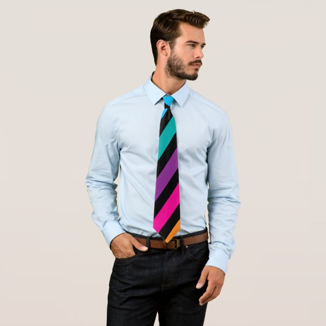 Neon Bright trendy fashion colorful design 7 Neck Tie (In Situ)
