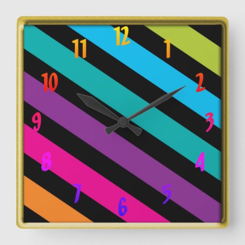 Neon Bright trendy fashion colorful design 7 Square Wall Clock