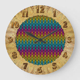 Neon Bright trendy fashion colorful design 8 Large Clock