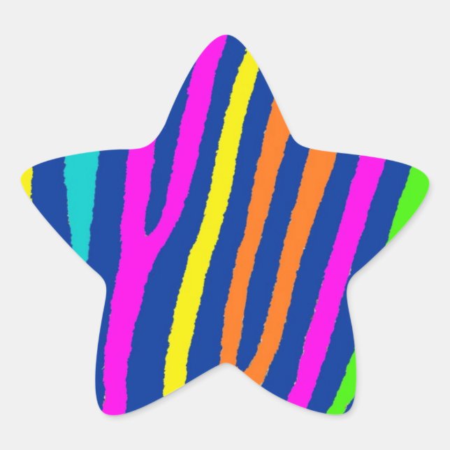 Neon bright zebra stripes star seal stickers (Front)