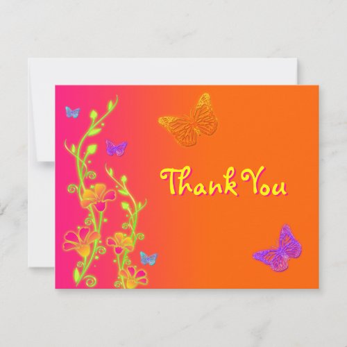 Neon Brights Bat Mitzvah Thank You Card 2