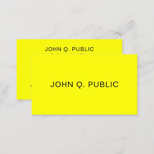 Neon Brilliant Bright Yellow Elegant Template Business Card