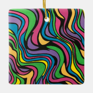 Neon Brook-Bold Psychedelic Abstract Art Ceramic Ornament