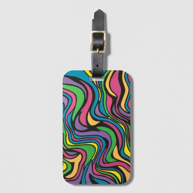 Neon Brook-Hand Painted Abstract Art Luggage Tag (Front Vertical)