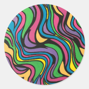 Neon Brook-Hand Painted Modern Art Classic Round Sticker