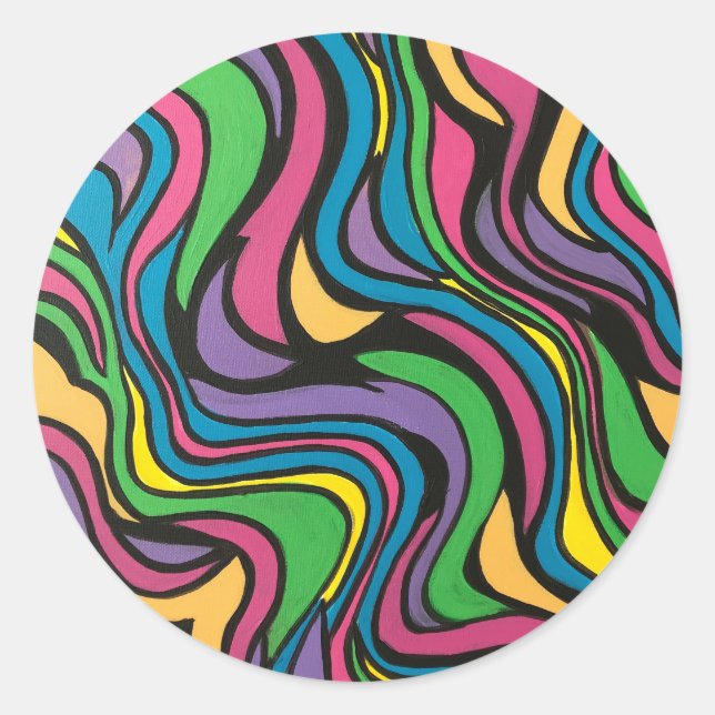 Neon Brook-Hand Painted Modern Art Classic Round Sticker (Front)