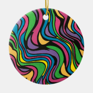Neon Brook-Psychedelic Abstract Art Ceramic Ornament
