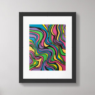Neon Brook-Psychedelic Abstract Art Framed Art