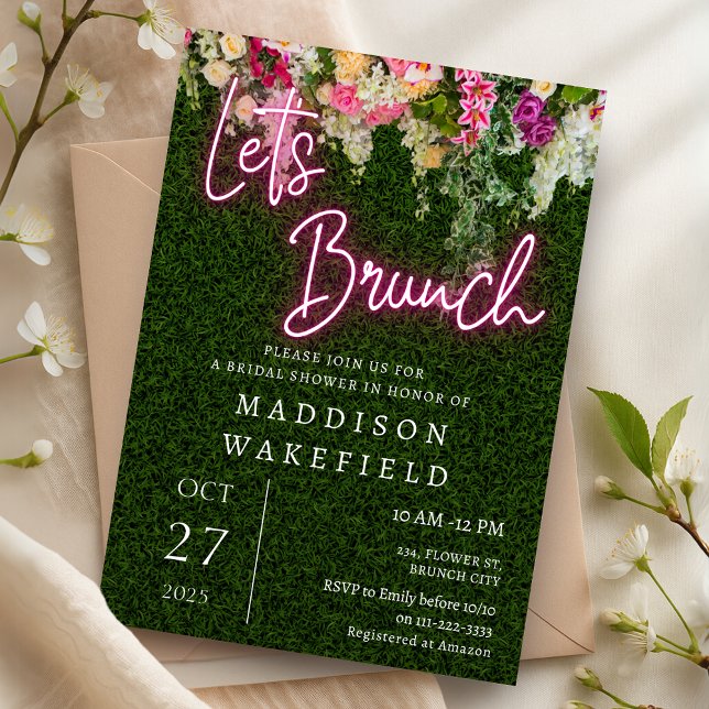 Neon Brunch Floral Garden Party Bridal Shower Invitation (Neon Brunch Floral Garden Party Bridal Shower Invitation)