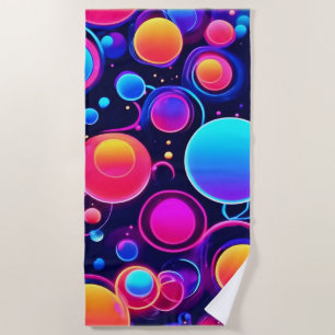Neon Bubble Pattern Beach Towel