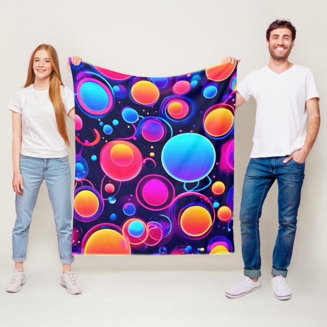 Neon Bubble Pattern Fleece Blanket (In Situ)
