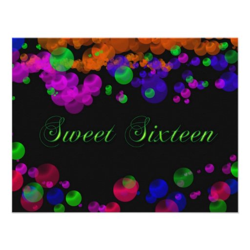 Neon Sweet 16 Invitations 8