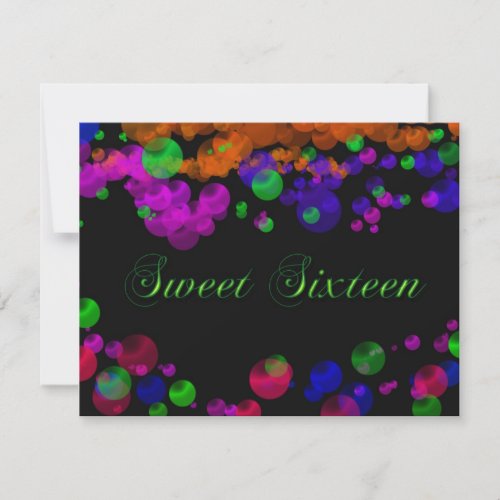 Neon Bubbles Sweet Sixteen Invitation