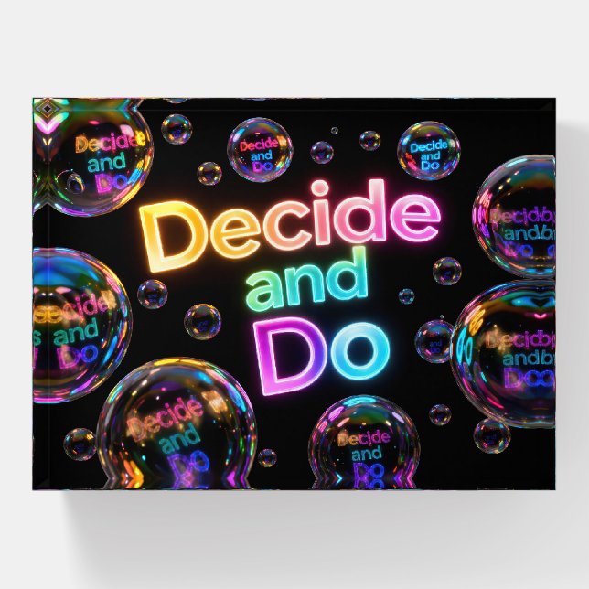 Neon Bubbles with Motivational Quote Paperweight (Front)