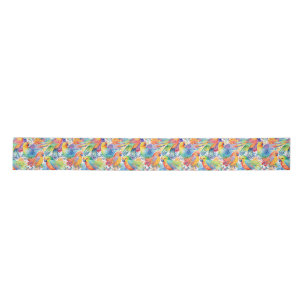 Neon budgies pattern satin ribbon