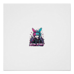 Neon Bunny Cyberpunk Anime T-Shirt — Anime Poster