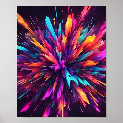 Neon Bursts of Color Poster