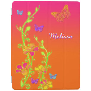 Neon Butterflies, Floral iPad 2/3/4 Cover