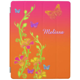 Neon Butterflies, Floral iPad 2/3/4 Cover