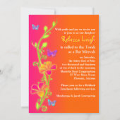 Neon Butterflies & Flowers Bat Mitzvah Invite 2 (Back)