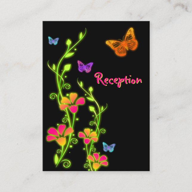 Neon Butterflies & Flowers Enclosure Card (Front)