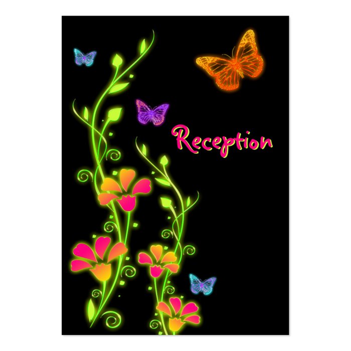 Neon Butterflies & Flowers Enclosure Card Business Card