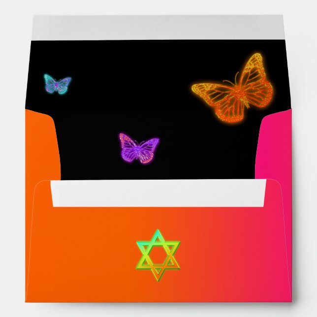 Neon Butterflies & Flowers Envelope for 5x7 Sizes (Back (Bottom))