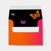 Neon Butterflies & Flowers Envelope for RSVP Card (Back (Bottom))