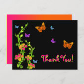 Neon Butterflies & Flowers Thank You Post Card (Front/Back)
