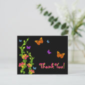 Neon Butterflies & Flowers Thank You Post Card (Standing Front)