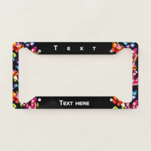 Neon Butterflies Name Black  License Plate Frame