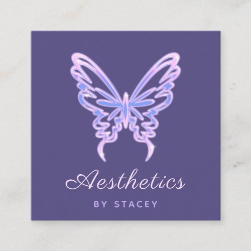 Neon Butterfly Aesthetics Social Media  QR Code Square Business Card