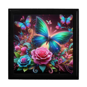 Neon Butterfly and Roses Gift Box