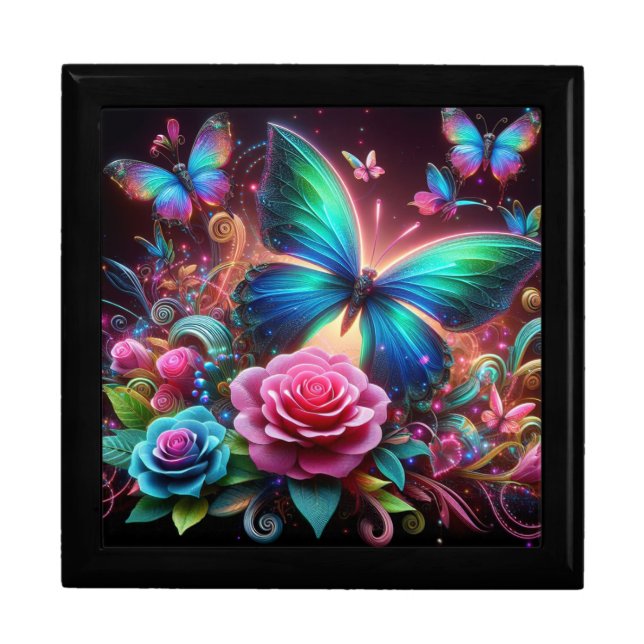 Neon Butterfly and Roses Gift Box (Front)
