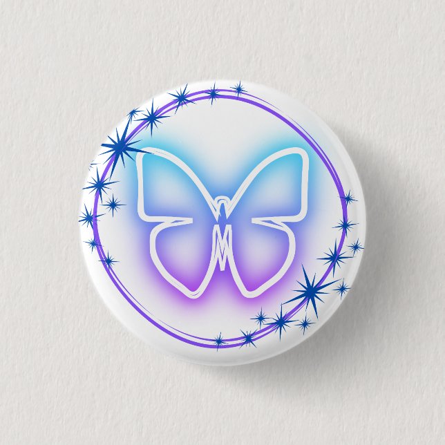 Neon Butterfly Button (Front)