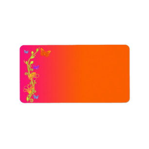 Neon Butterfly & Flowers Blank Address Label