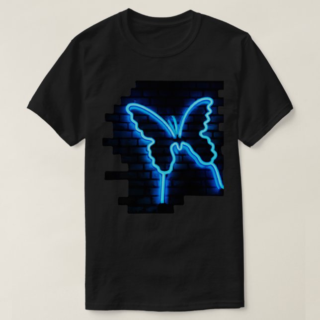 Neon Butterfly on a brick wall  T-Shirt (Design Front)