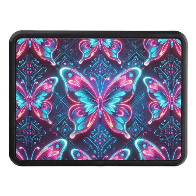 Neon butterfly pattern hitch cover (Front)