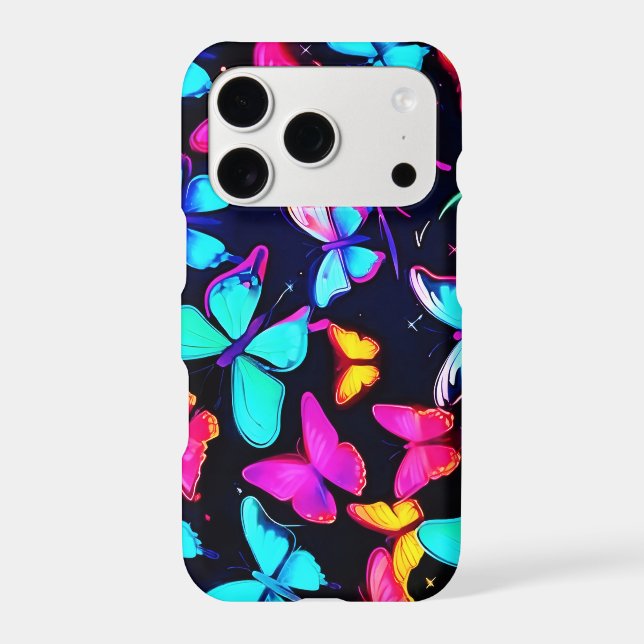 Neon Butterfly Pattern Iphone Case (Back)