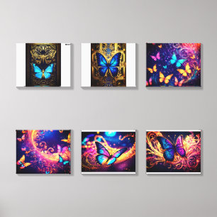 "Neon Butterfly Vortex" Canvas Photo Tile