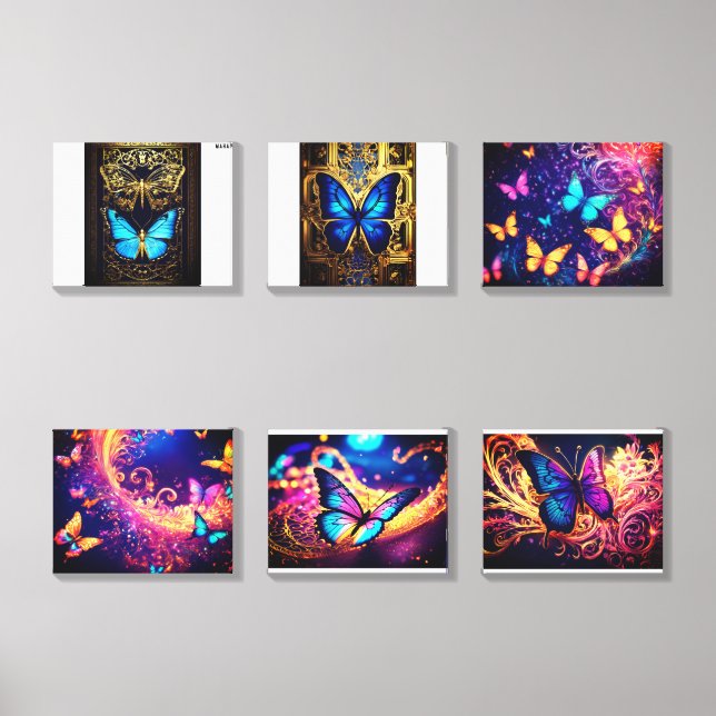"Neon Butterfly Vortex" Canvas Photo Tile (Front Set)