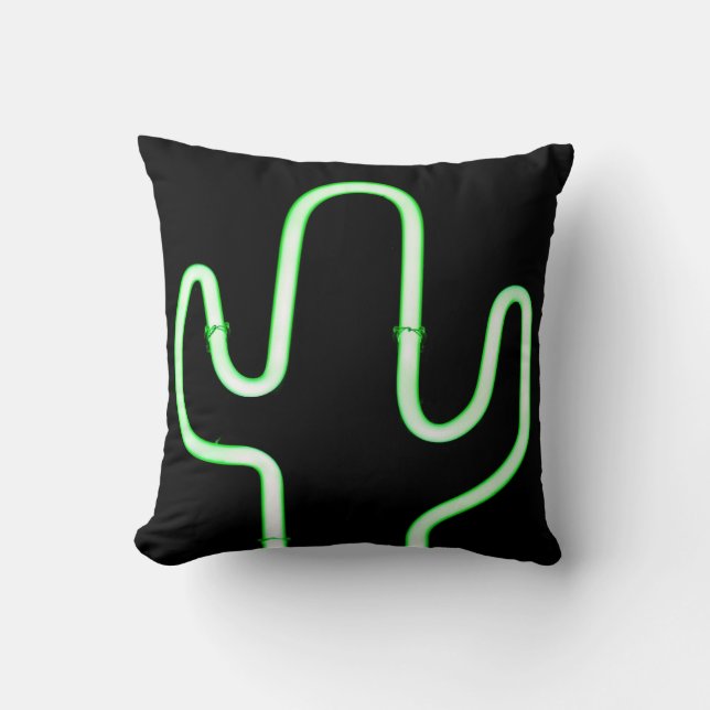 Neon Cactus Throw Pillow (Front)
