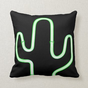 Neon Cactus Throw Pillow by SmallTownGirll at Zazzle