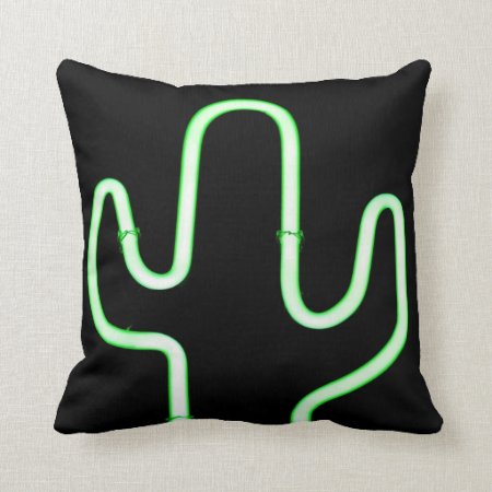 Neon Cactus Throw Pillow